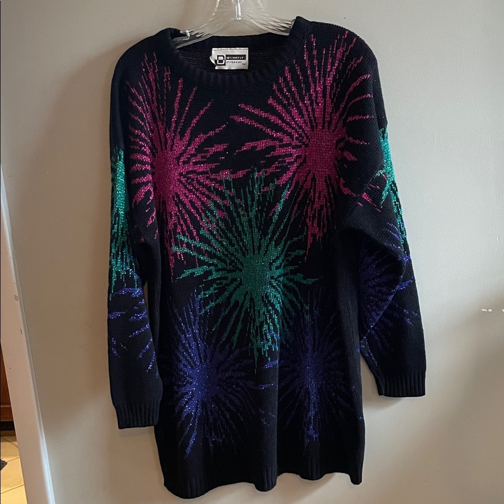 Vintage Distinctly Different fireworks sweater sz 22W